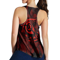 Hawaiian Turtle Hibiscus Plumeria Kanaka Polynesian Racerback Tank Red - Soft Style - AH - Polynesian Pride