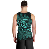 Hawaiian Turtle Hibiscus Plumeria Kanaka Polynesian Tank Top Turquoise - Soft Style - AH - Polynesian Pride