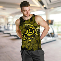 Hawaiian Turtle Hibiscus Plumeria Kanaka Polynesian Tank Top Yellow - Soft Style - AH - Polynesian Pride