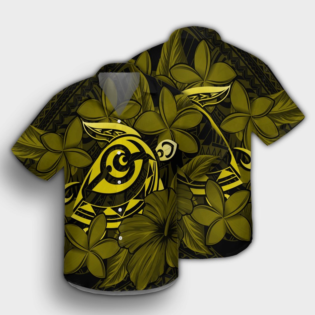 Hawaiian Turtle Hibiscus Plumeria Kanaka Polynesian Hawaiian Shirt Yellow - Soft Style - AH - Polynesian Pride