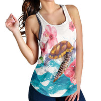 Hawaiian Turtle Hibiscus Waves Polynesian Racerback Tank - AH - Polynesian Pride