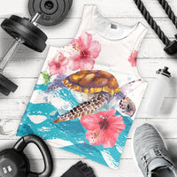 Hawaiian Turtle Hibiscus Waves Polynesian Tank Top - AH - Polynesian Pride