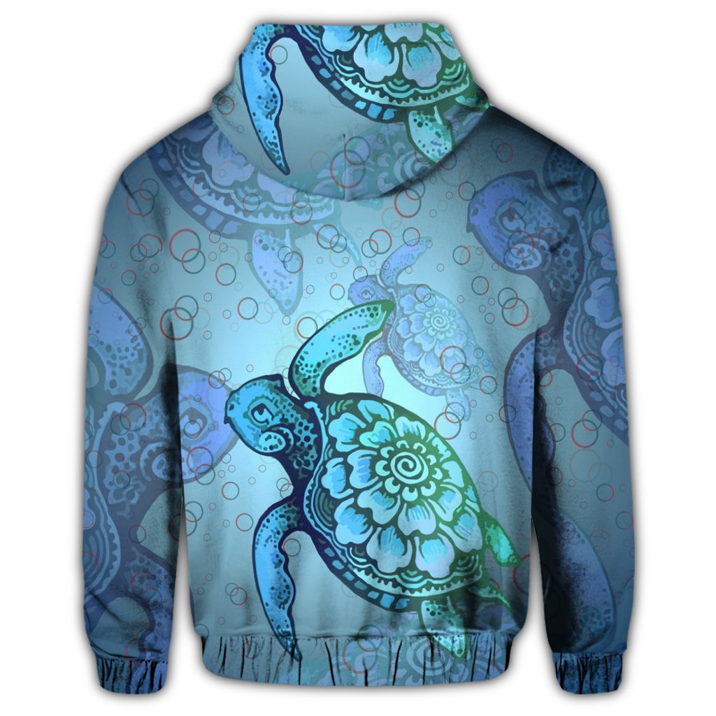 Hawaiian Turtle In The Sea Bubble Polynesian Zip Hoodie - Polynesian Pride
