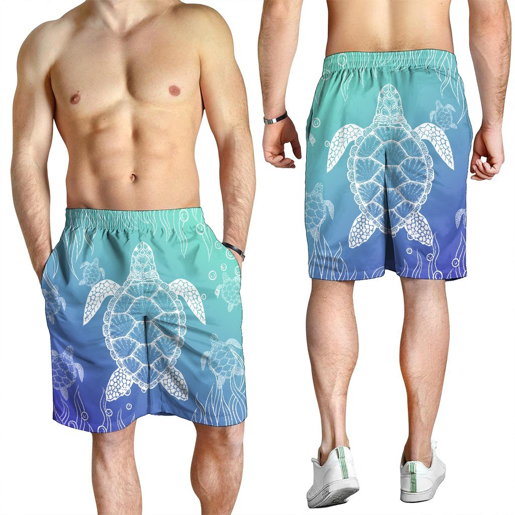 Hawaiian Turtle In The Sea Polynesian Men's Shorts - AH - Polynesian Pride