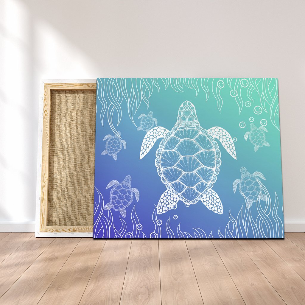 Hawaiian Turtle In The Sea Polynesian Canvas - AH Canvas Poly-cotton - Polynesian Pride