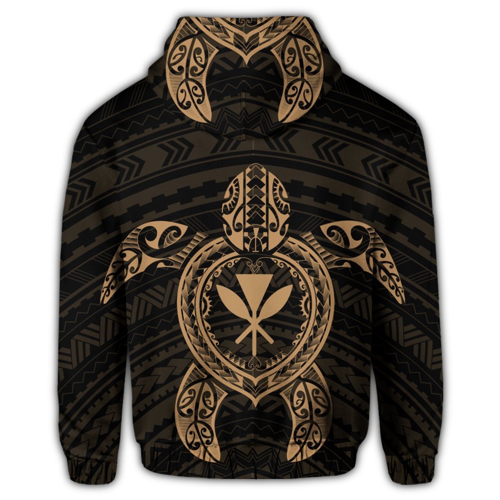 Hawaiian Turtle Kanaka Polynesian Hoodie Gold - Polynesian Pride