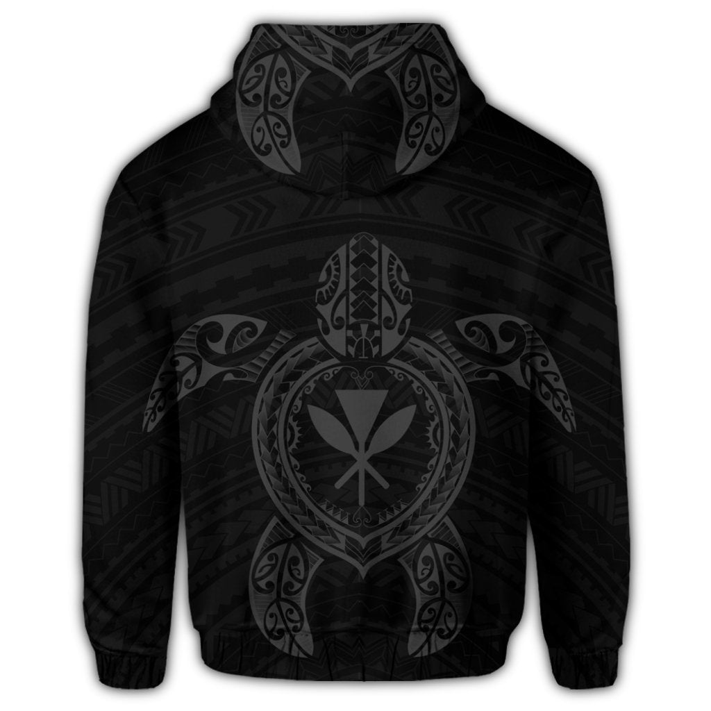 Hawaiian Turtle Kanaka Polynesian Zip Hoodie Gray - Polynesian Pride