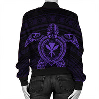 Hawaiian Turtle Kanaka Polynesian Bomber Jacket - Purple - AH - Polynesian Pride
