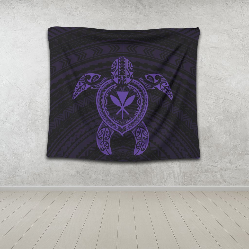 Hawaiian Turtle Kanaka Polynesian Tapestry - Purple - AH - Polynesian Pride