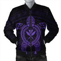 Hawaiian Turtle Kanaka Polynesian Bomber Jacket - Purple - AH Black Unisex - Polynesian Pride