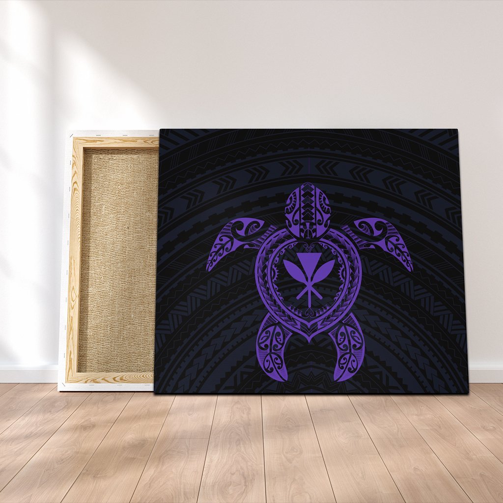 Hawaiian Turtle Kanaka Polynesian Canvas - Purple - AH Canvas Poly-cotton - Polynesian Pride