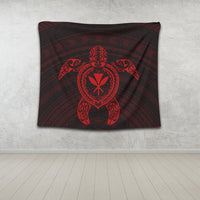 Hawaiian Turtle Kanaka Polynesian Tapestry - Red - AH - Polynesian Pride