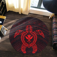 Hawaiian Turtle Kanaka Polynesian Round Carpet - Red - AH - Polynesian Pride