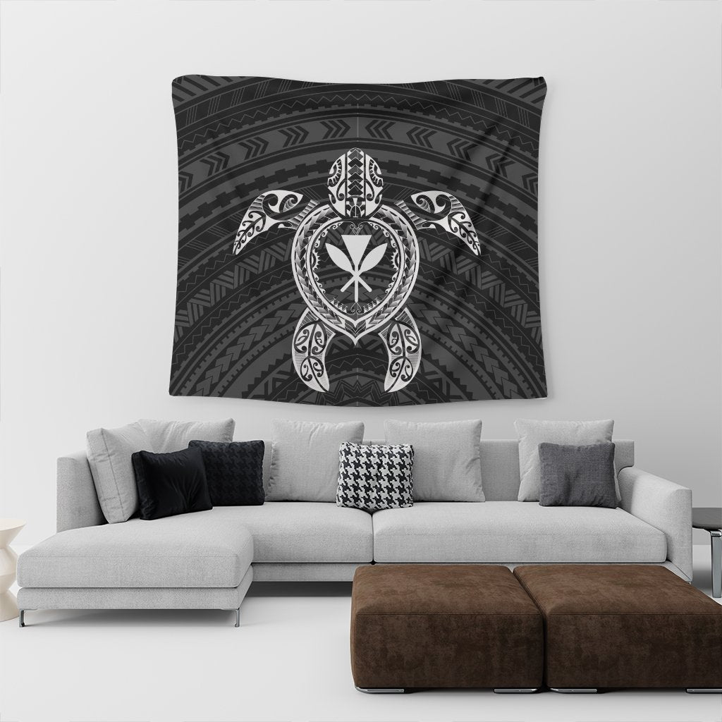 Hawaiian Turtle Kanaka Polynesian Tapestry - White - AH - Polynesian Pride
