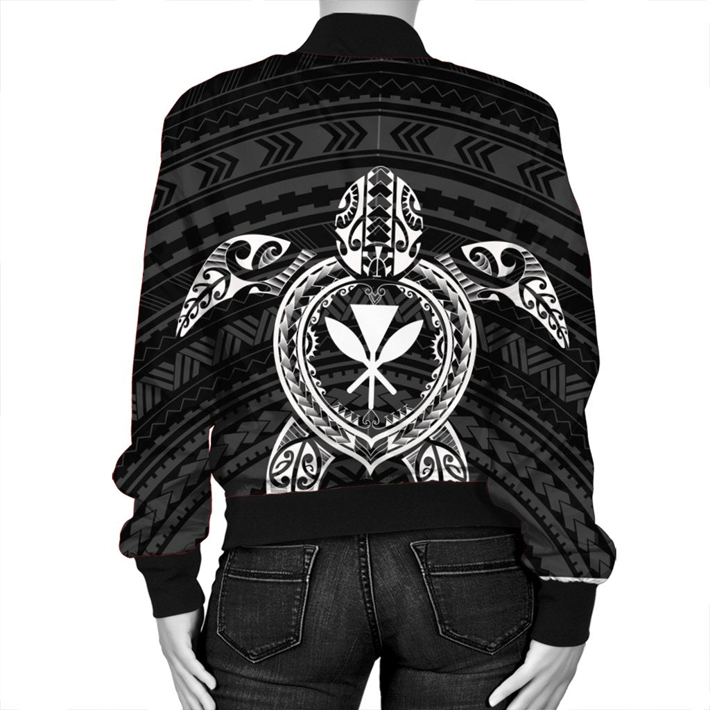 Hawaiian Turtle Kanaka Polynesian Bomber Jacket - White - AH - Polynesian Pride