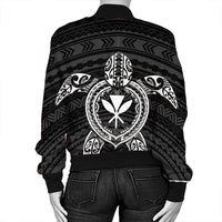 Hawaiian Turtle Kanaka Polynesian Bomber Jacket - White - AH - Polynesian Pride