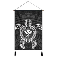 Hawaiian Turtle Kanaka Polynesian Hanging Poster - White - AH Hanging Poster Cotton And Linen - Polynesian Pride