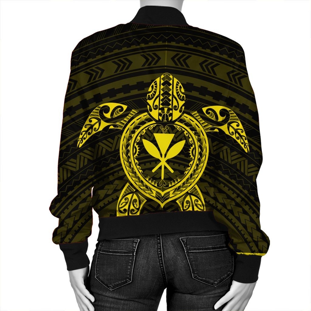 Hawaiian Turtle Kanaka Polynesian Bomber Jacket - Yellow - AH - Polynesian Pride