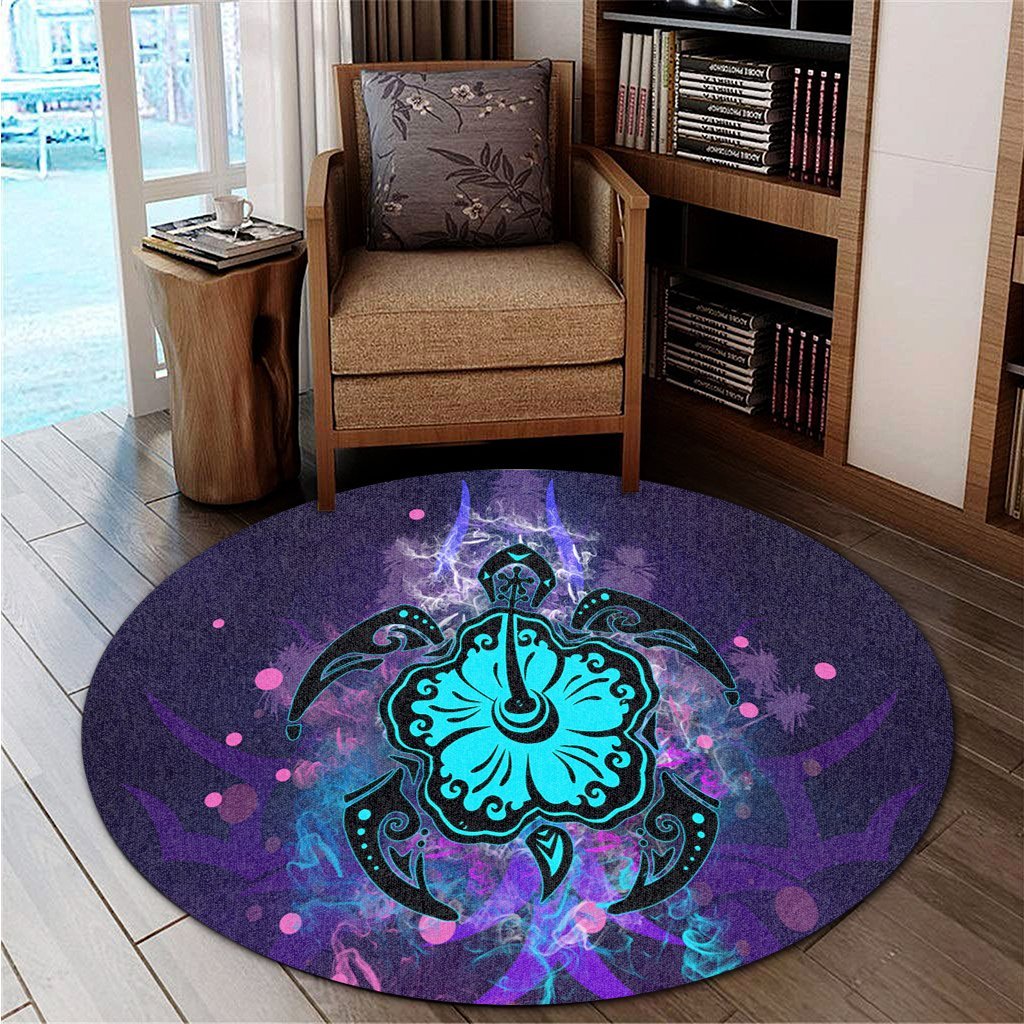 Hawaiian Turtle Mystery Polynesian Round Carpet - AH - Polynesian Pride
