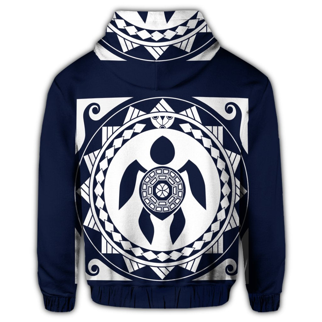 Hawaiian Turtle Pattern Zip Hoodie - Polynesian Pride