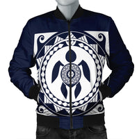 Hawaiian Turtle Pattern Bomber Jacket - AH Black Unisex - Polynesian Pride