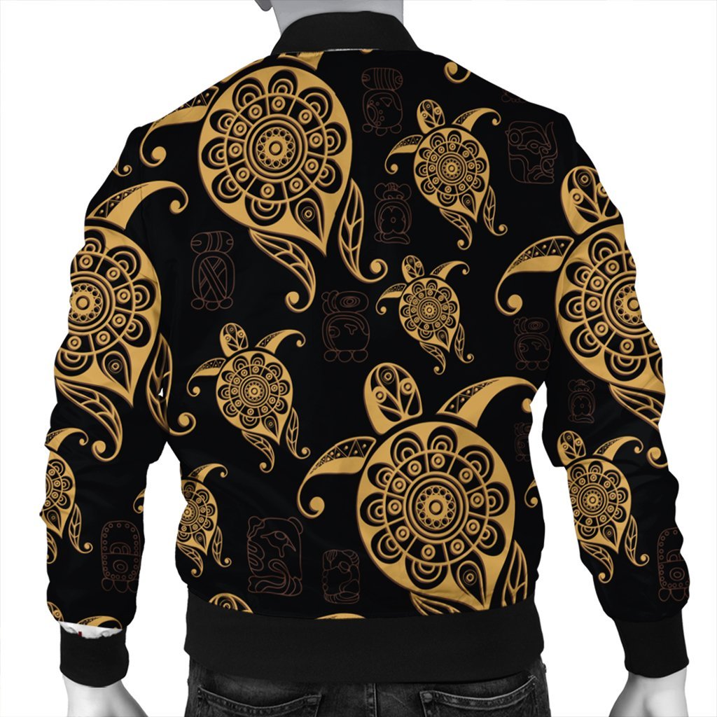 Hawaiian Turtle Pattern Golden Bomber Jacket - AH - Polynesian Pride
