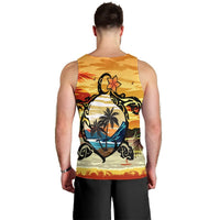 Hawaiian Turtle Plumeria Coconut Tree Polynesian Tank Top Gold - AH - Polynesian Pride
