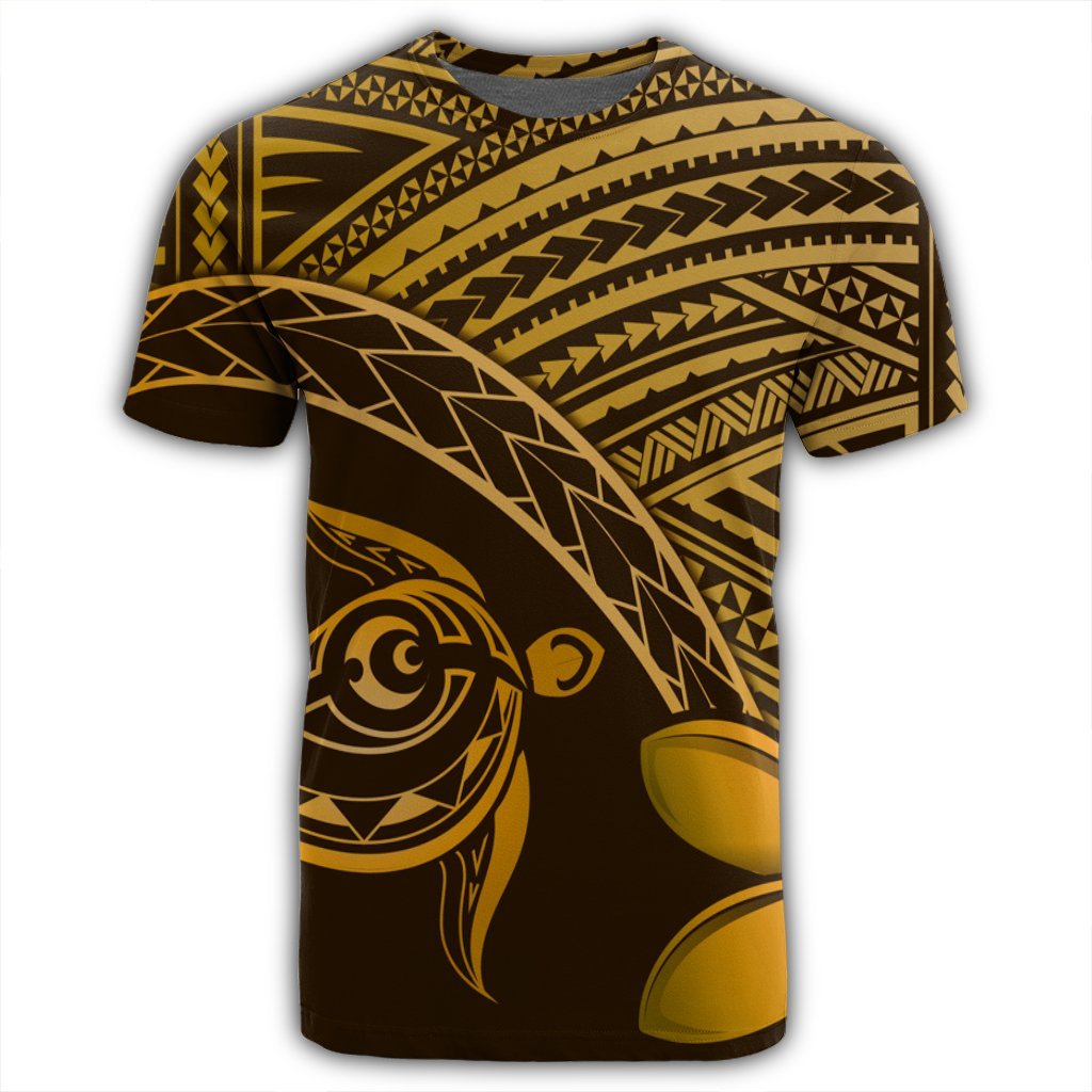 Hawaiian Turtle Plumeria Kakau Polynesian Quilt T Shirt Neo Brown AH - Polynesian Pride