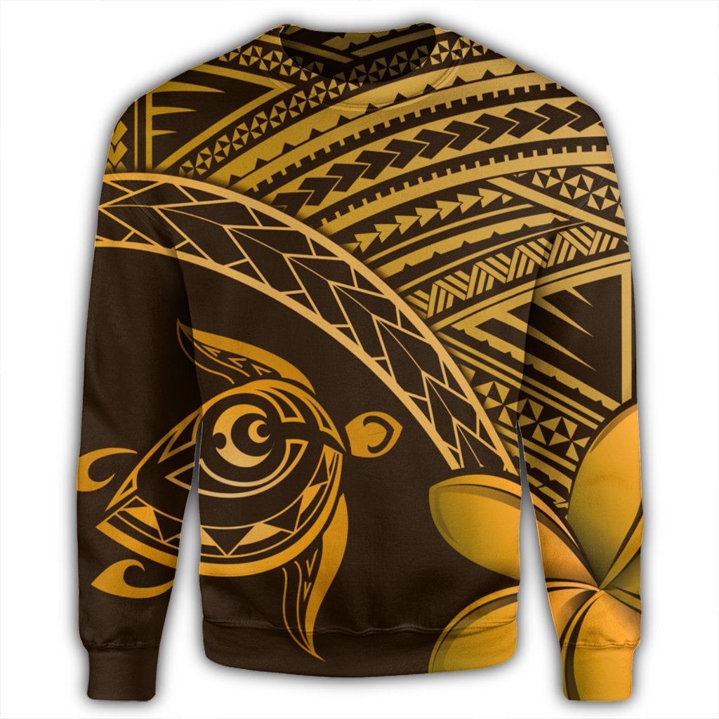 Hawaiian Turtle Plumeria Kakau Polynesian Quilt Sweatshirt Neo Brown AH - Polynesian Pride