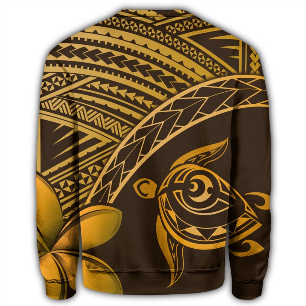 Hawaiian Turtle Plumeria Kakau Polynesian Quilt Sweatshirt Neo Brown AH - Polynesian Pride