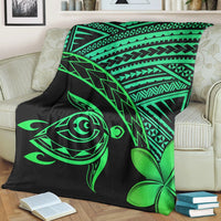 Hawaiian Turtle Plumeria Kakau Polynesian Quilt Premium Blankets Neo Green AH - Polynesian Pride