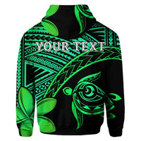 Custom Hawaiian Turtle Plumeria Kakau Polynesian Quilt Hoodie Neo Green - Polynesian Pride