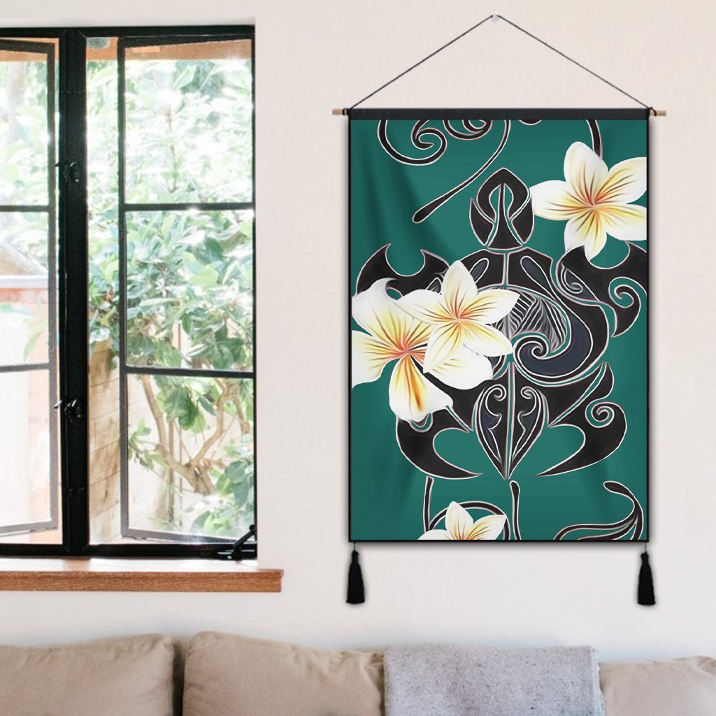 Hawaiian Turtle Plumeria Polynesian Hanging Poster Mint - AH - Polynesian Pride