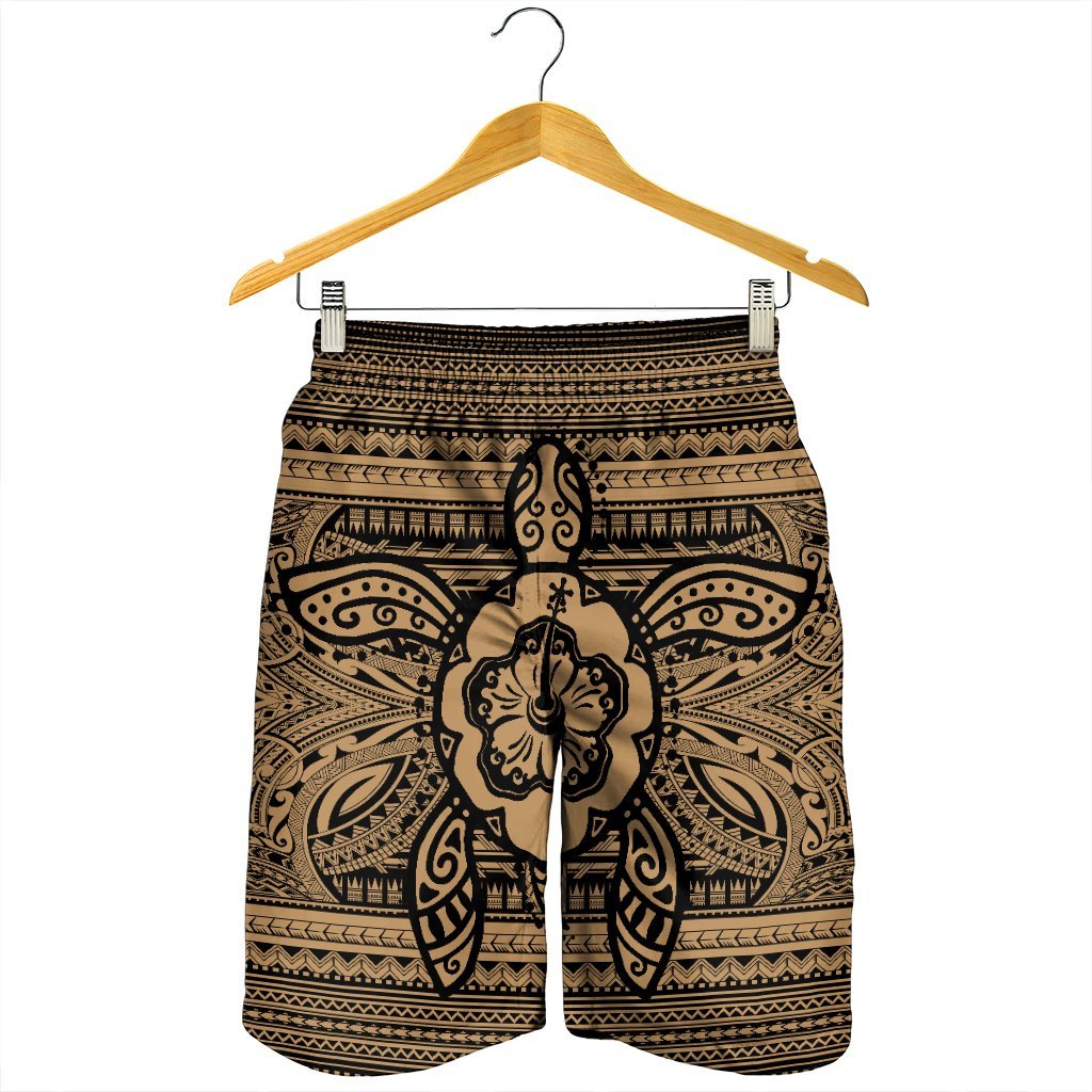 Hawaiian Turtle Polynesian Tribal Men's Shorts Gold AH - Polynesian Pride