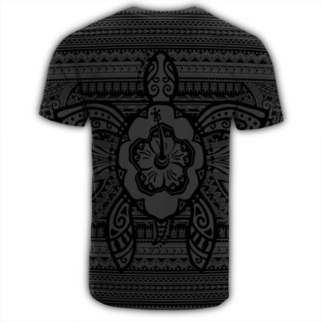 Hawaiian Turtle Polynesian Tribal T Shirt Gray AH - Polynesian Pride