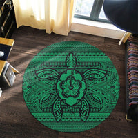 Hawaiian Turtle Polynesian Tribal Round Carpet Green AH - Polynesian Pride