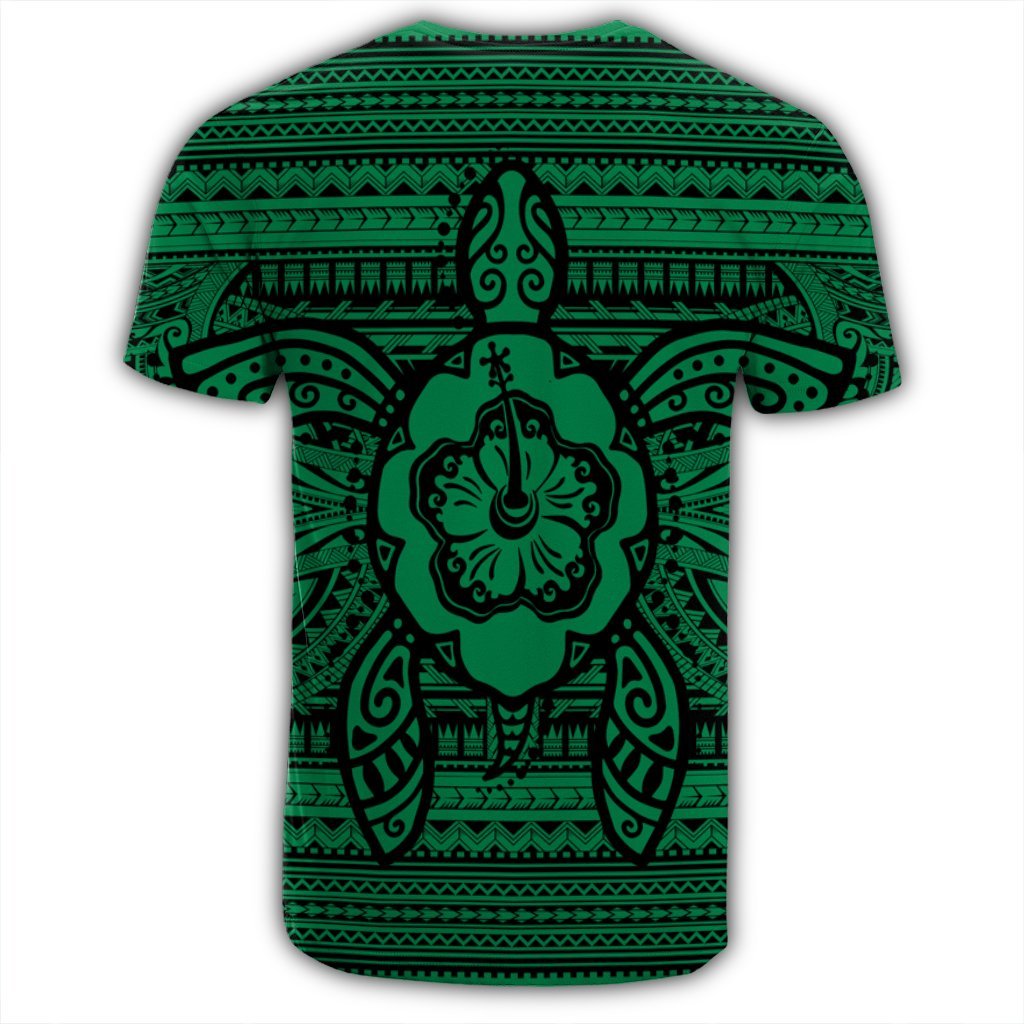 Hawaiian Turtle Polynesian Tribal T Shirt Green AH - Polynesian Pride