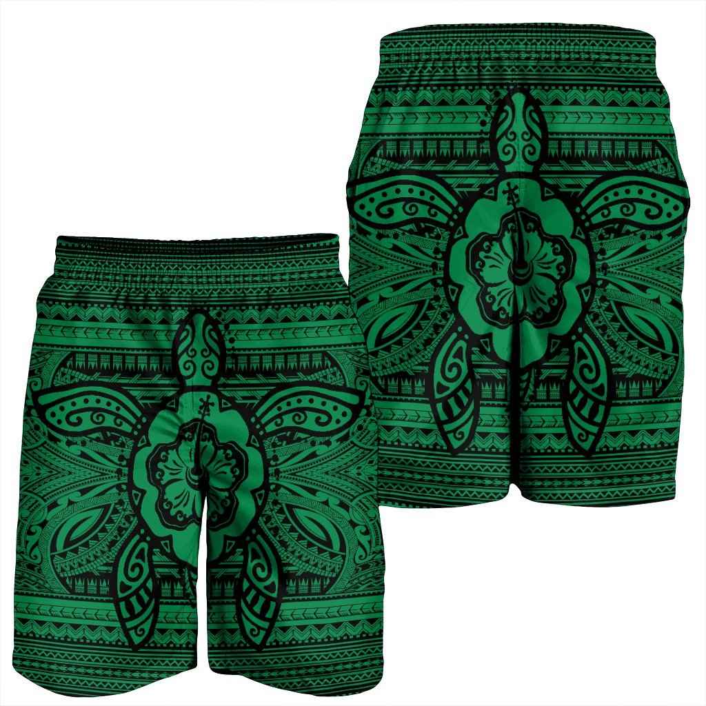 Hawaiian Turtle Polynesian Tribal Men's Shorts Green AH - Polynesian Pride