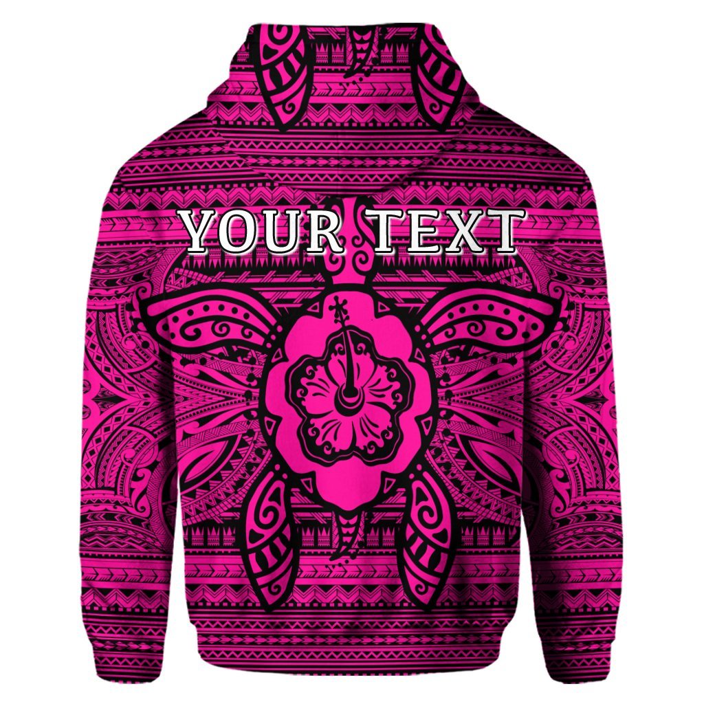 Custom Hawaiian Turtle Polyensian Tribal Hoodie Pink - Polynesian Pride