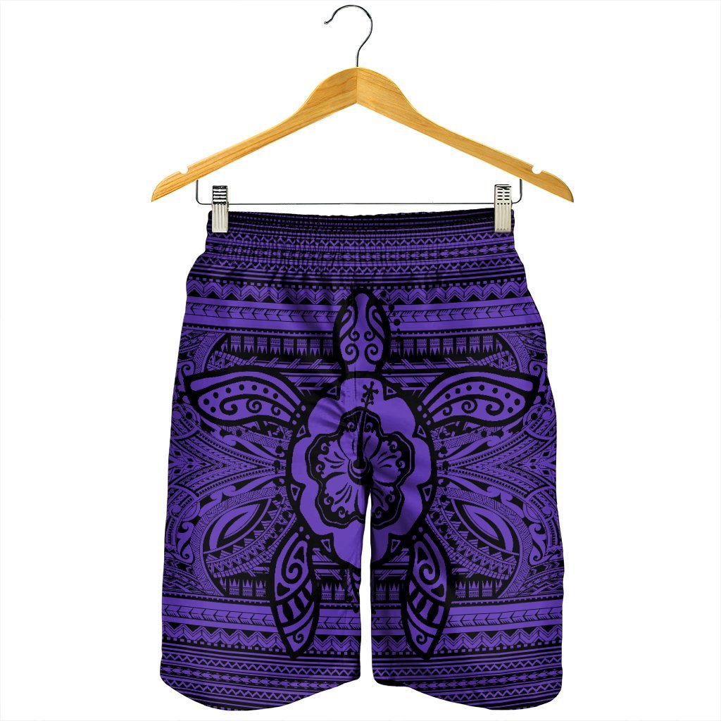 Hawaiian Turtle Polynesian Tribal Men's Shorts Purple AH - Polynesian Pride