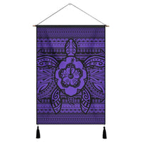 Hawaiian Turtle Polynesian Tribal Hanging Poster Purple AH Hanging Poster Cotton And Linen - Polynesian Pride
