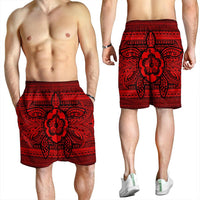 Hawaiian Turtle Polynesian Tribal Men's Shorts Red AH - Polynesian Pride