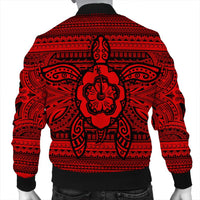 Hawaiian Turtle Polynesian Tribal Bomber Jacket Red AH - Polynesian Pride