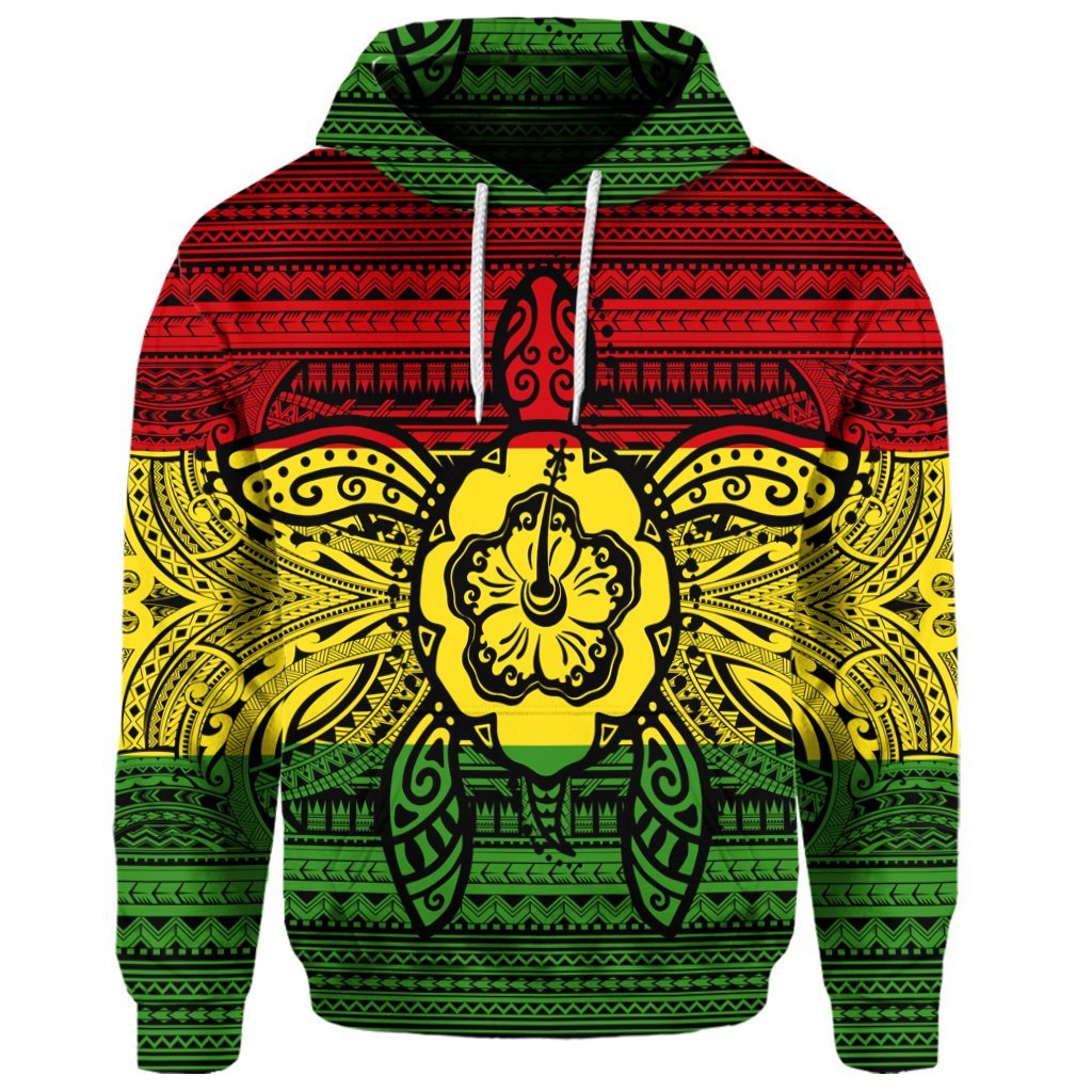 Custom Hawaiian Turtle Polyensian Tribal Hoodie Reggae - Polynesian Pride