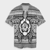 Hawaiian Turtle Polyensian Tribal Hawaiian Shirt White AH Unisex Black - Polynesian Pride