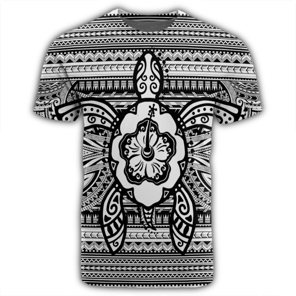 Hawaiian Turtle Polynesian Tribal T Shirt White AH - Polynesian Pride