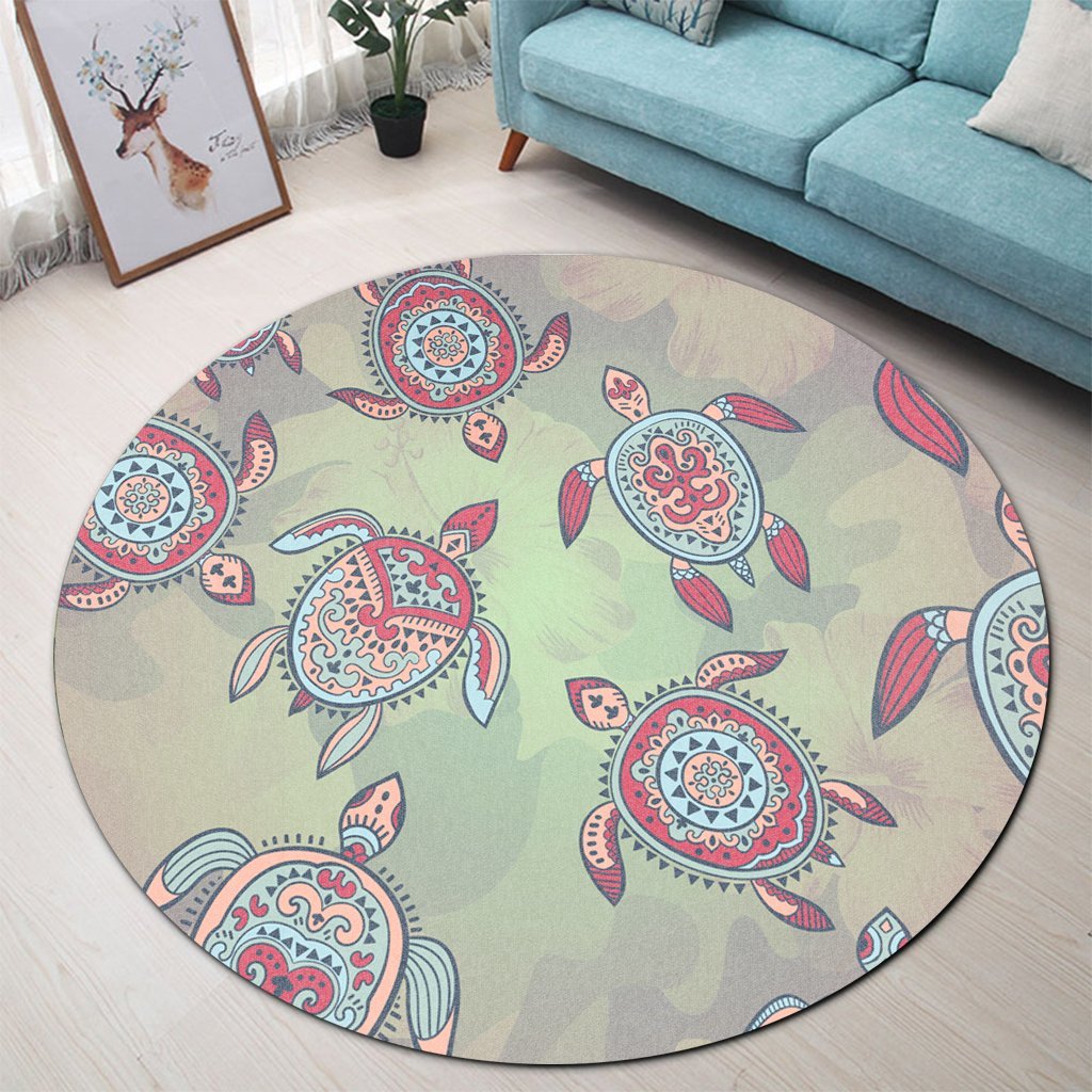 Hawaiian Turtle Polynesian Round Carpet - AH - Polynesian Pride