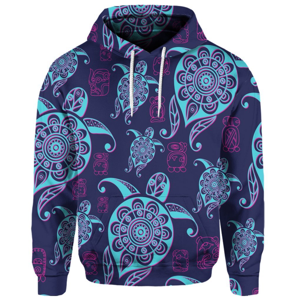 Custom Hawaiian Turtle Polynesian Neon Hoodie - Polynesian Pride