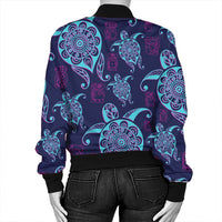 Hawaiian Turtle Polynesian Neon Bomber Jacket - AH - Polynesian Pride