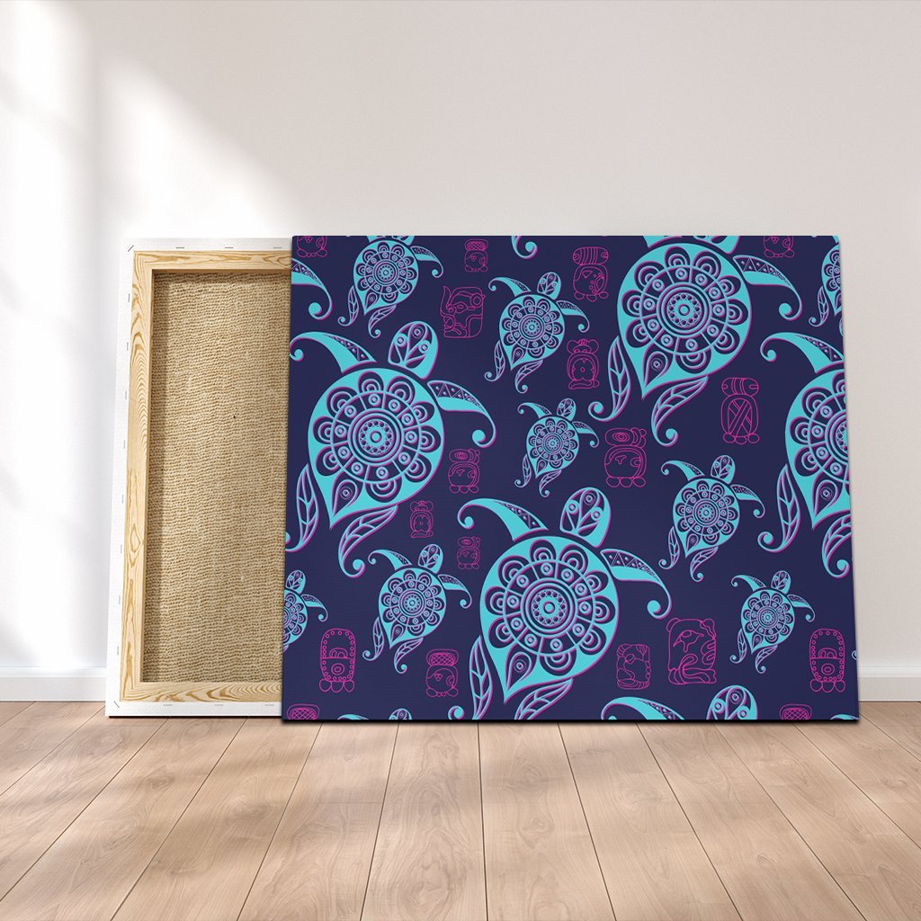 Hawaiian Turtle Polynesian Neon Canvas - AH Canvas Poly-cotton - Polynesian Pride